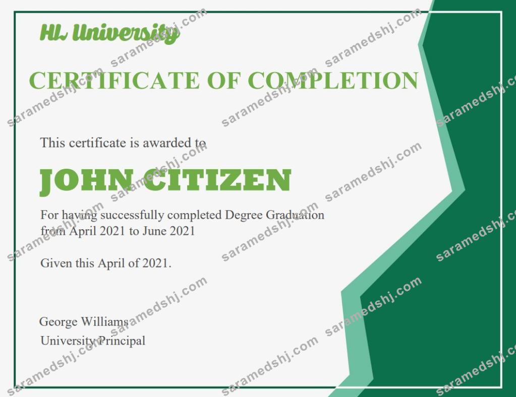 USA Completion & Graduation Ceremony cert
